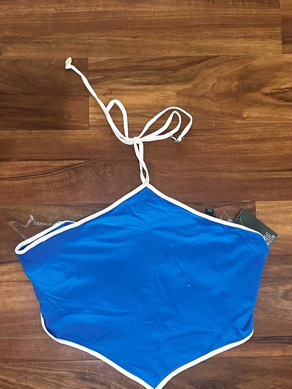 wild fable Bright Blue Halter One-Piece with White Trim